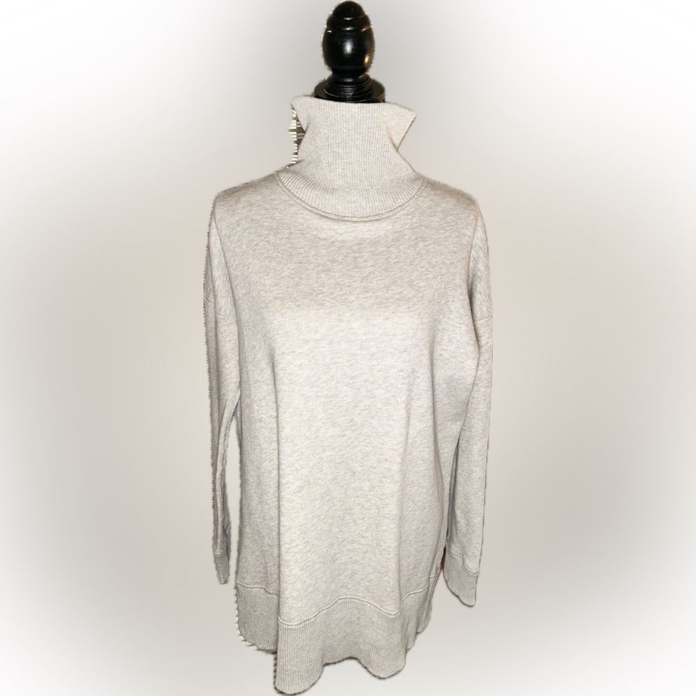 Polo Ralph Lauren Oversize Heather Gray Cowl Turtle Neck Drop Shoulder Sweater M